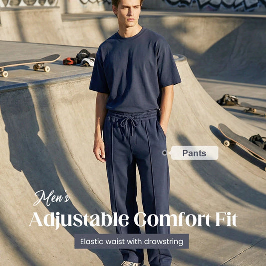 Mens Breathable Knit Straight-Leg Pants
