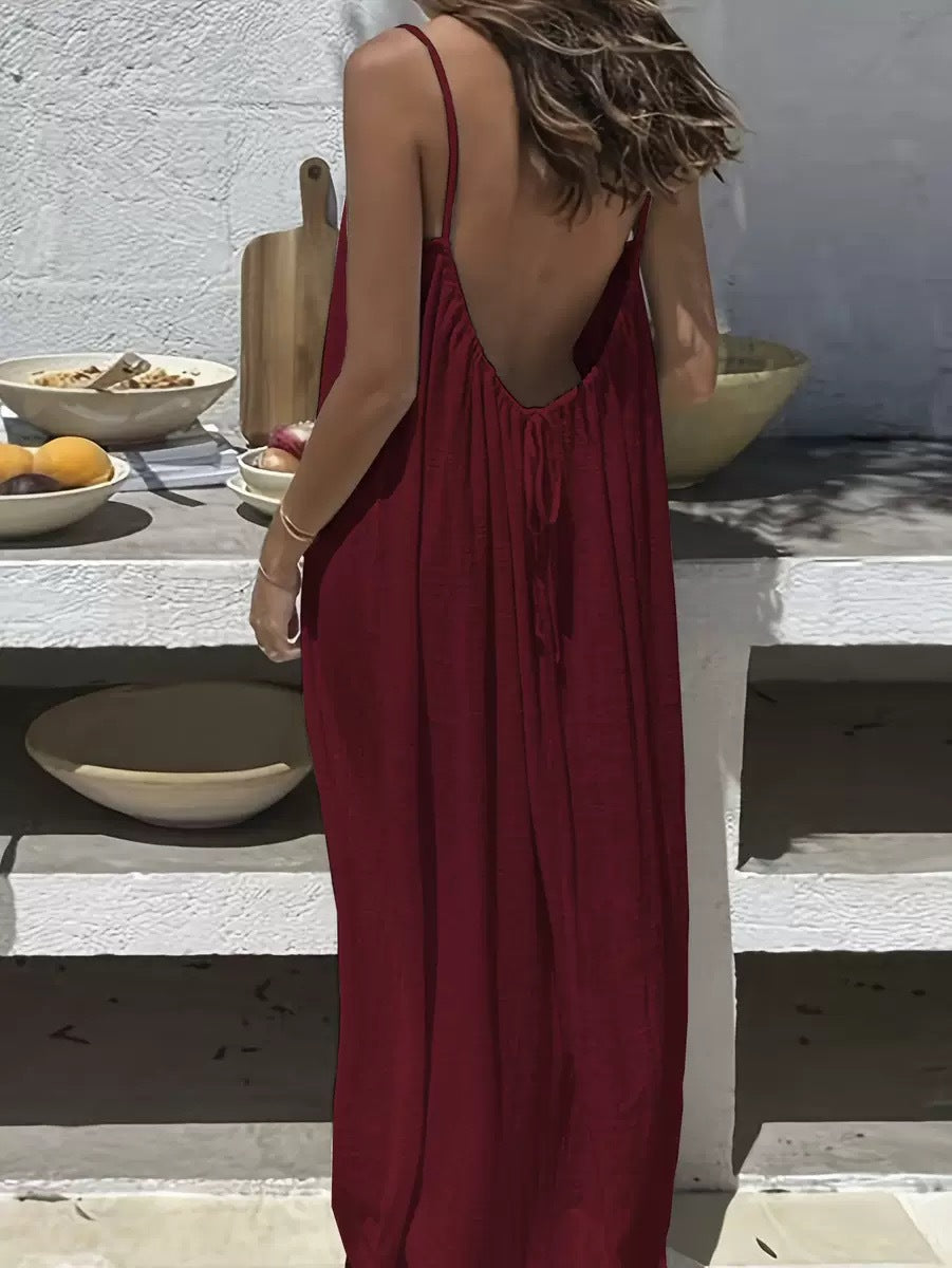 ☀️ Women's Solid Color Backless Cami Dress-lln
