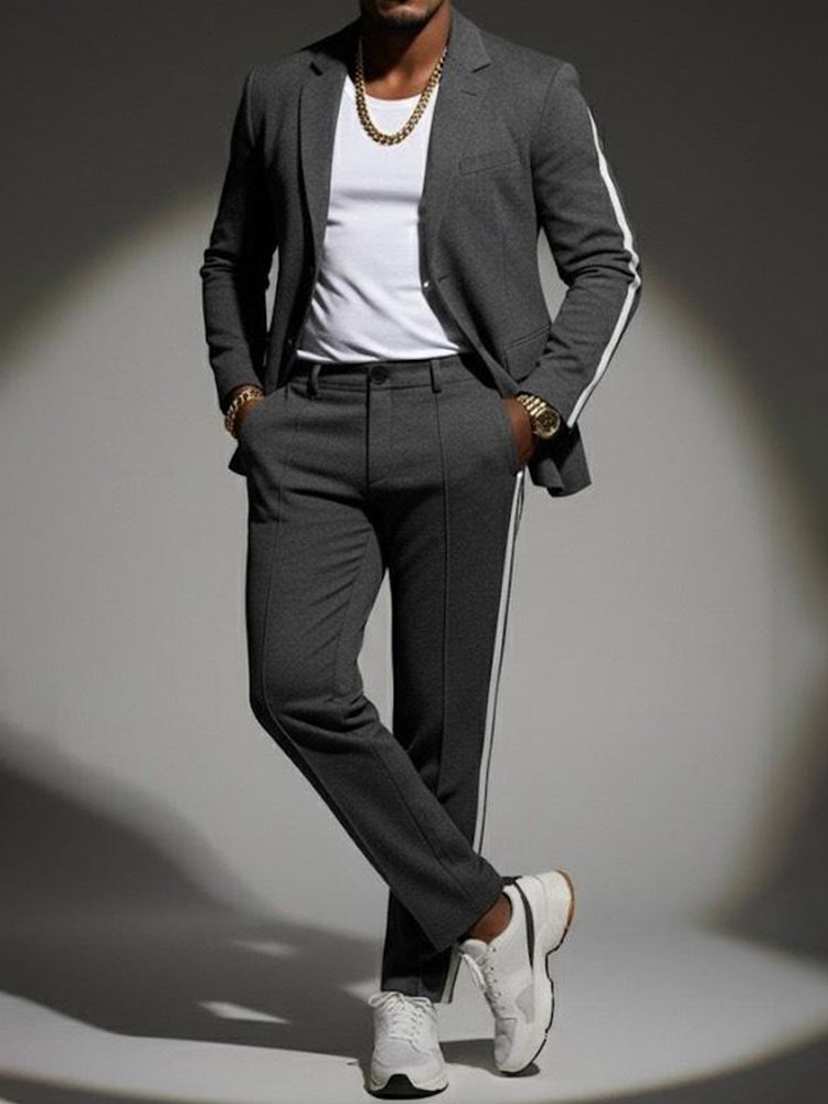 Modern Side Stripe Blazer Pants Set
